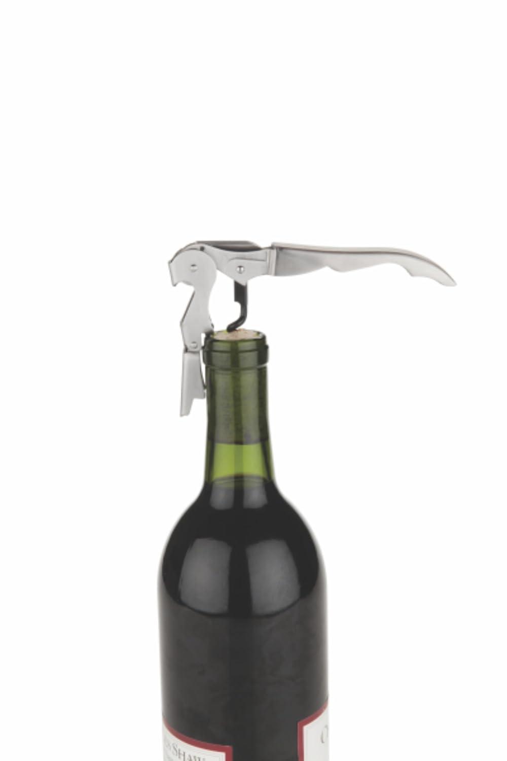 True TrueTap Double Hinged Waiter’s Corkscrew, Stainless Steel Wine Key Bottle Opener with Foil Cutter