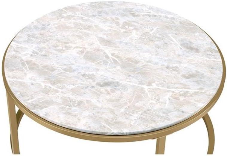 Metal Framed Nesting Coffee Tables with Glass and Marble Tops Set of Two Gold - Saltoro Sherpi