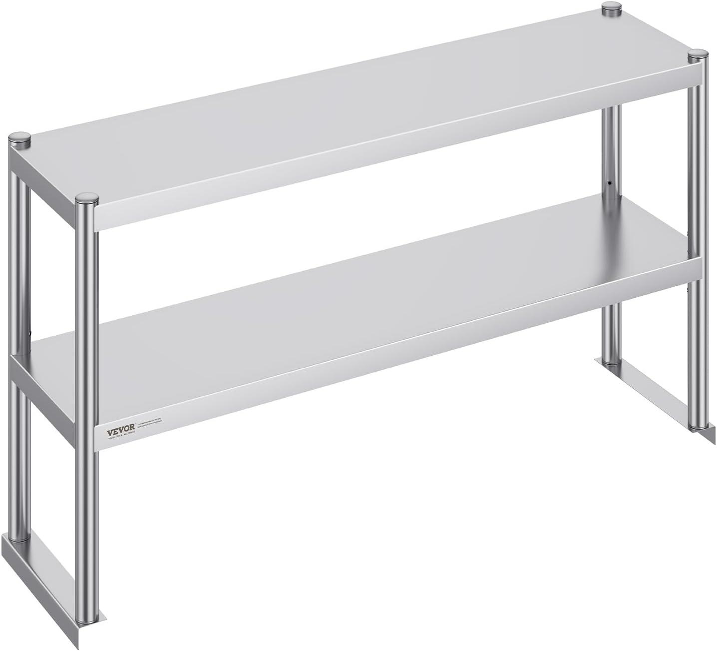 Adjustable Double Tier Stainless Steel Overshelf, 12 x 48 Inch