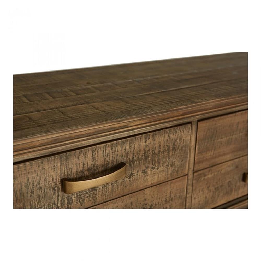 Aristocrat 71'' Brown and Gold Round Console Table with Storage
