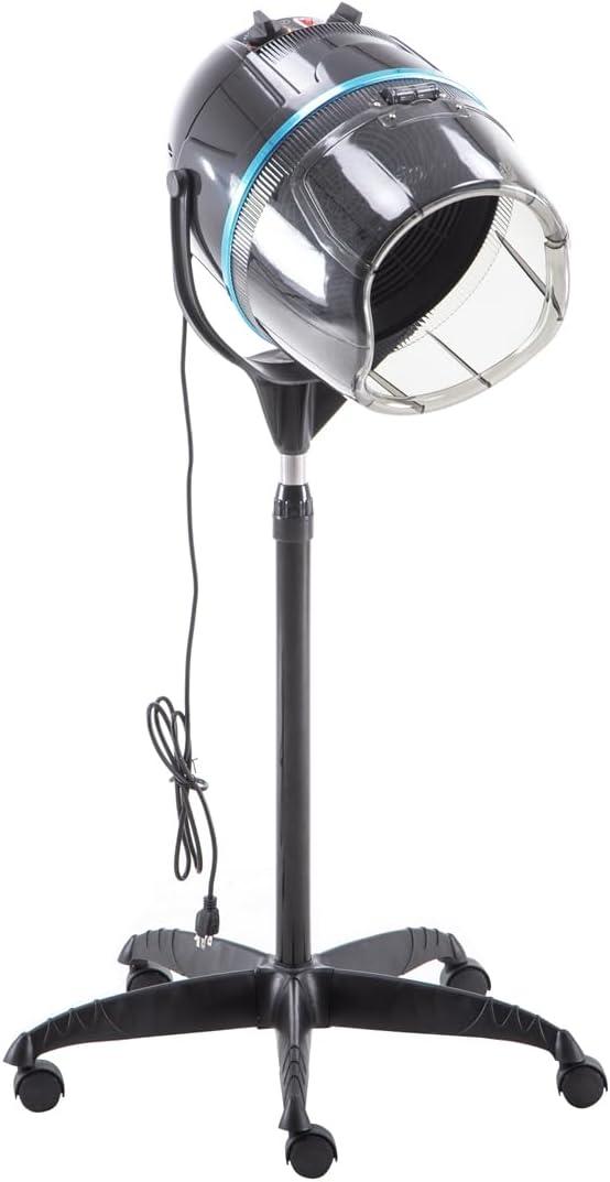 BarberPub Adjustable Bonnet Hood Hair Dryer with Wheel