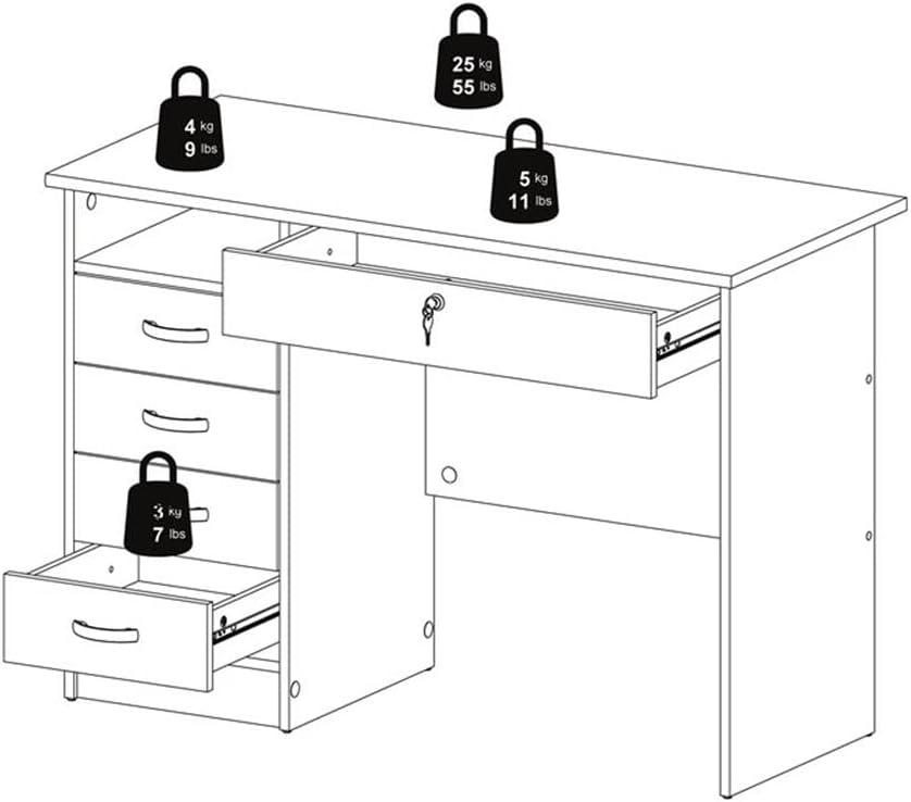 Tvilum Walden 5 Drawer Office Desk with 1 Locking Drawer for Adults, Oak Finish