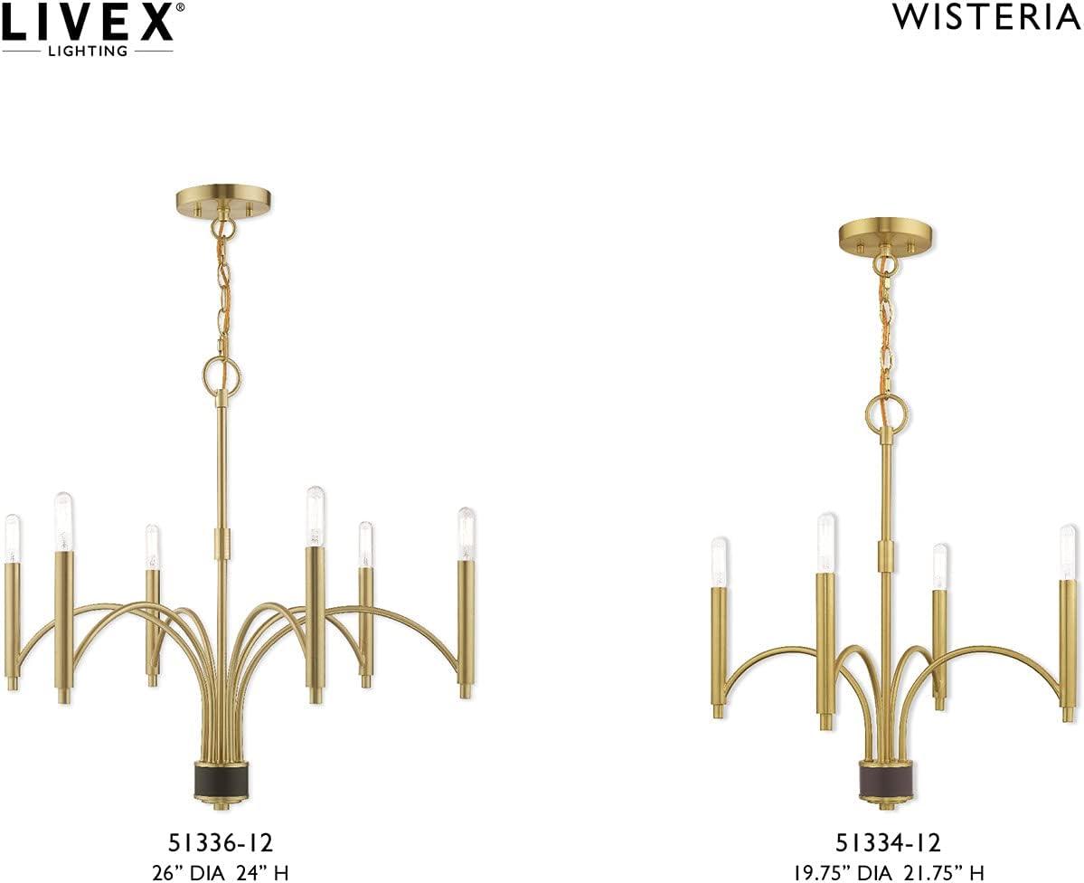 Livex Lighting Wisteria 4 - Light Chandelier in Satin Brass