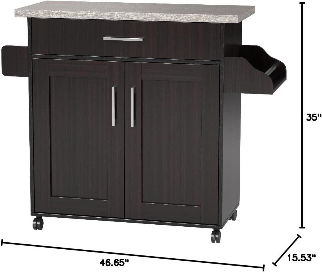 Kitchen Island Spice Rack & Towel Rack-Chocolate-Grey