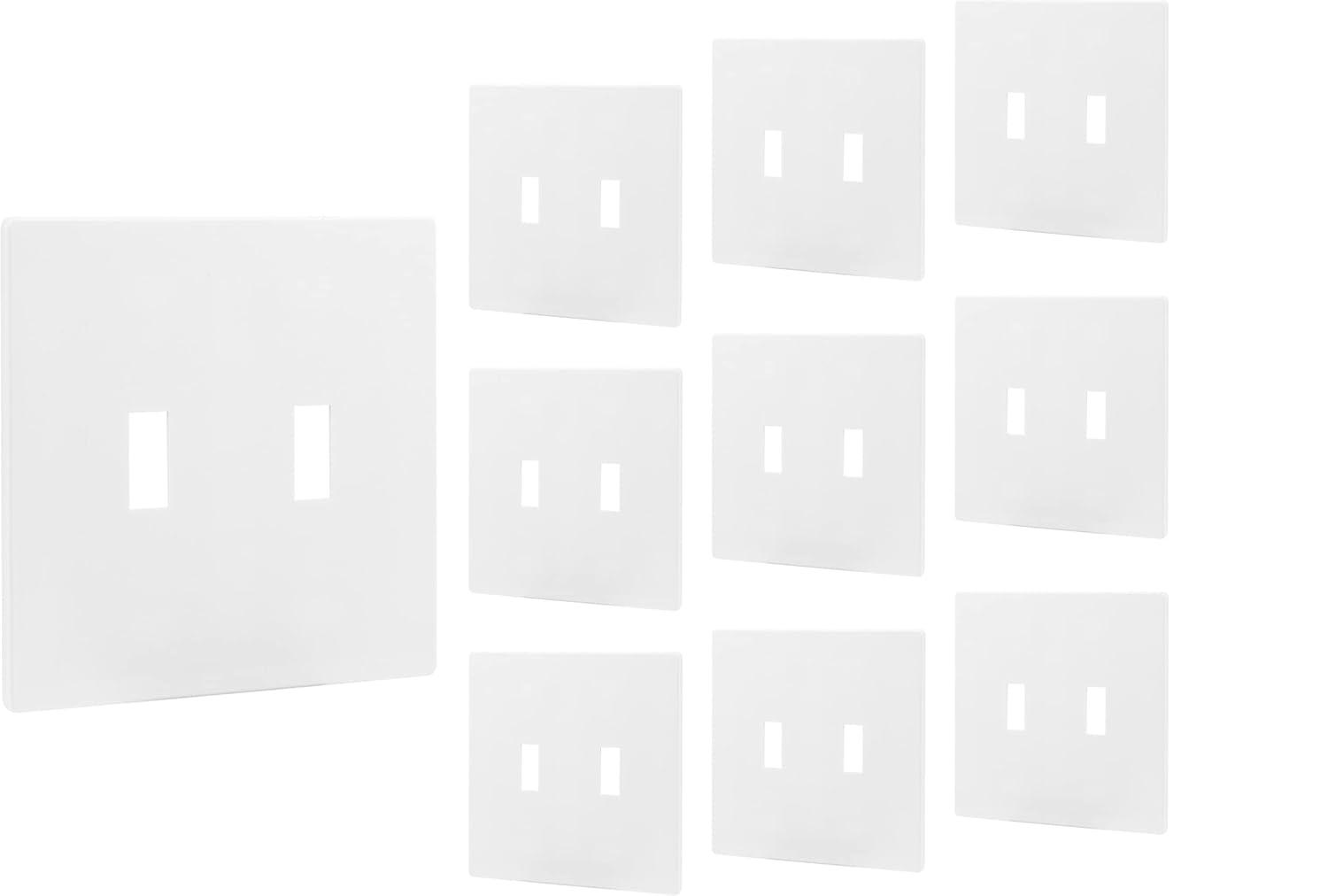 Power Gear Double Toggle Screwless Wall Plate Cover, 4.75” H x 4.75” L, Outlet Covers Wall Plate, Light Switch Cover Plate, Switch Plates and Outlet Covers, Outlet Cover Plate, UL Listed, 10 PK, 70655