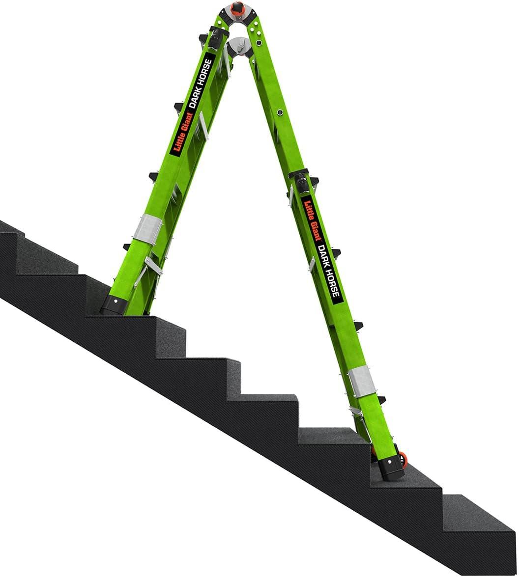 Little Giant 17ft Hi-Viz Green Fiberglass Multi-Position Ladder with Wheels