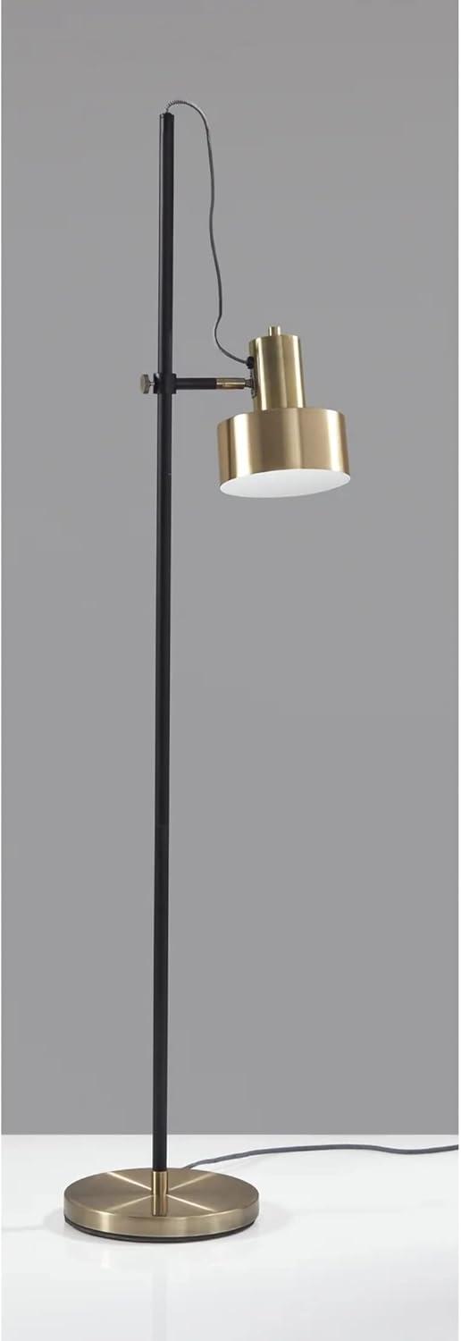 Adjustable Matte Black and Brass Metal Floor Lamp