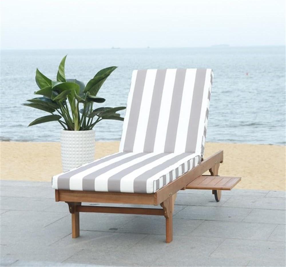 Newport Lounge Chair - Outdoor - PAT7022 - Natural/Grey Striped -Safavieh