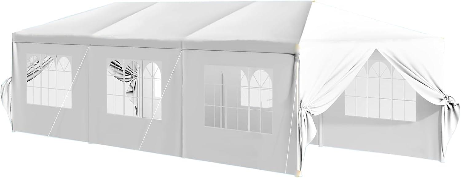 10x30FT White Outdoor Canopy Tent with Removable Sidewalls