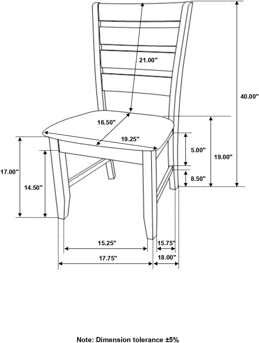 Dark Gray Upholstered Ladderback Wood Side Chair Set