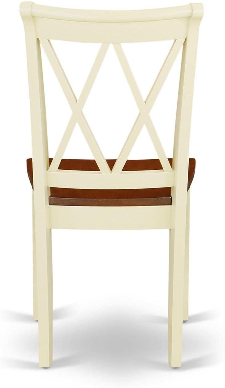 Buttermilk and Cherry Cross Back Rubberwood Dining Chairs, Set of 2