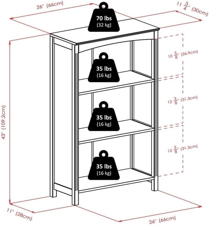 42.99" Terrace 4 Tier Bookshelf Espresso Brown - Winsome