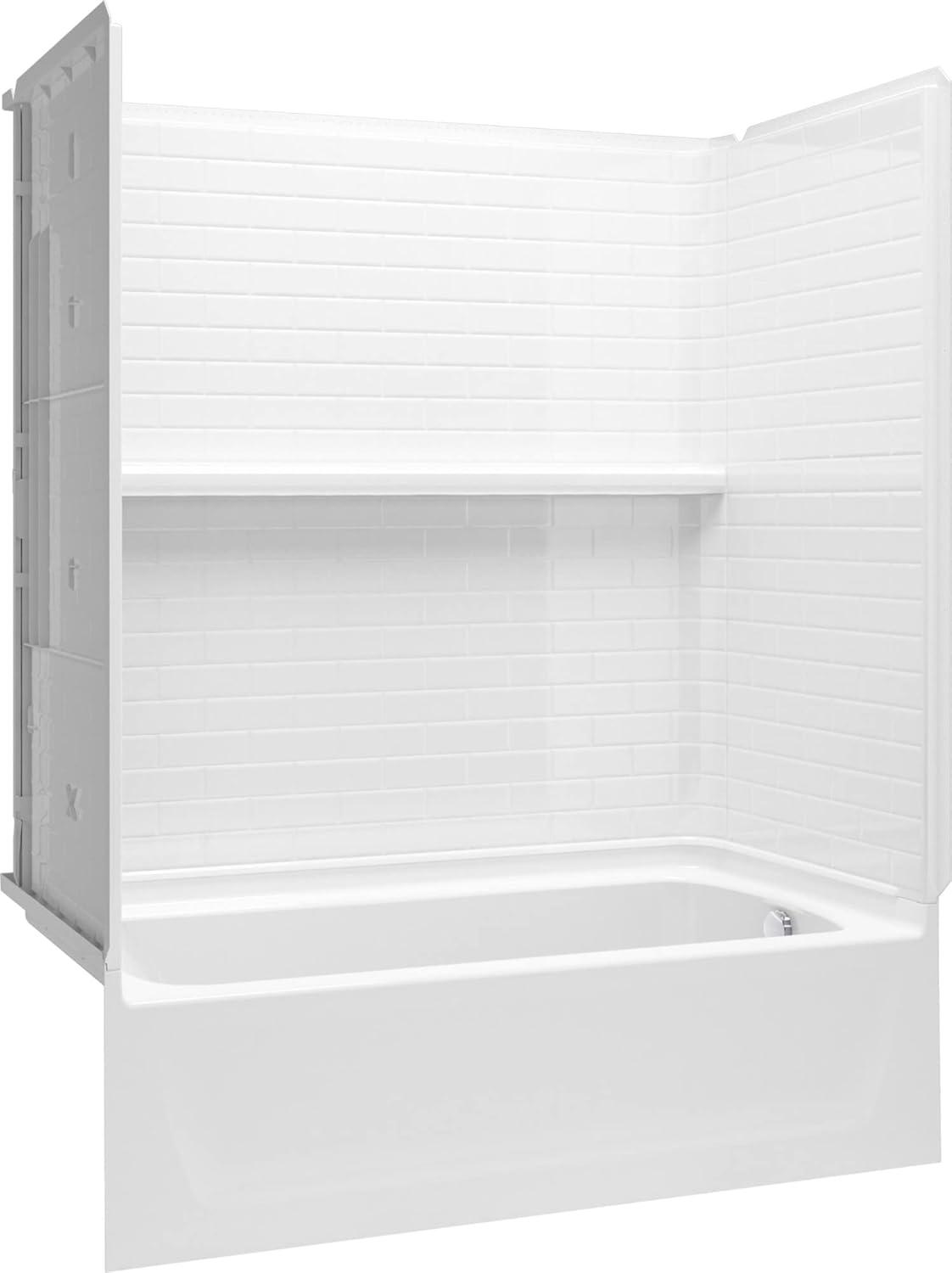 Sterling Traverse 30-in W x 60-in L x 75-in H White 4 -Piece Bathtub Shower Combination Kit (Right Drain) with Tub and Wall Included