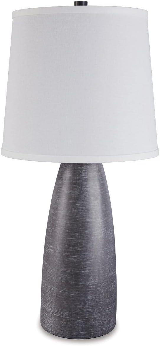 Set of 2 Shavontae Poly Table Lamps Gray - Signature Design by Ashley: Nightstand, Drum Shade, UL Listed