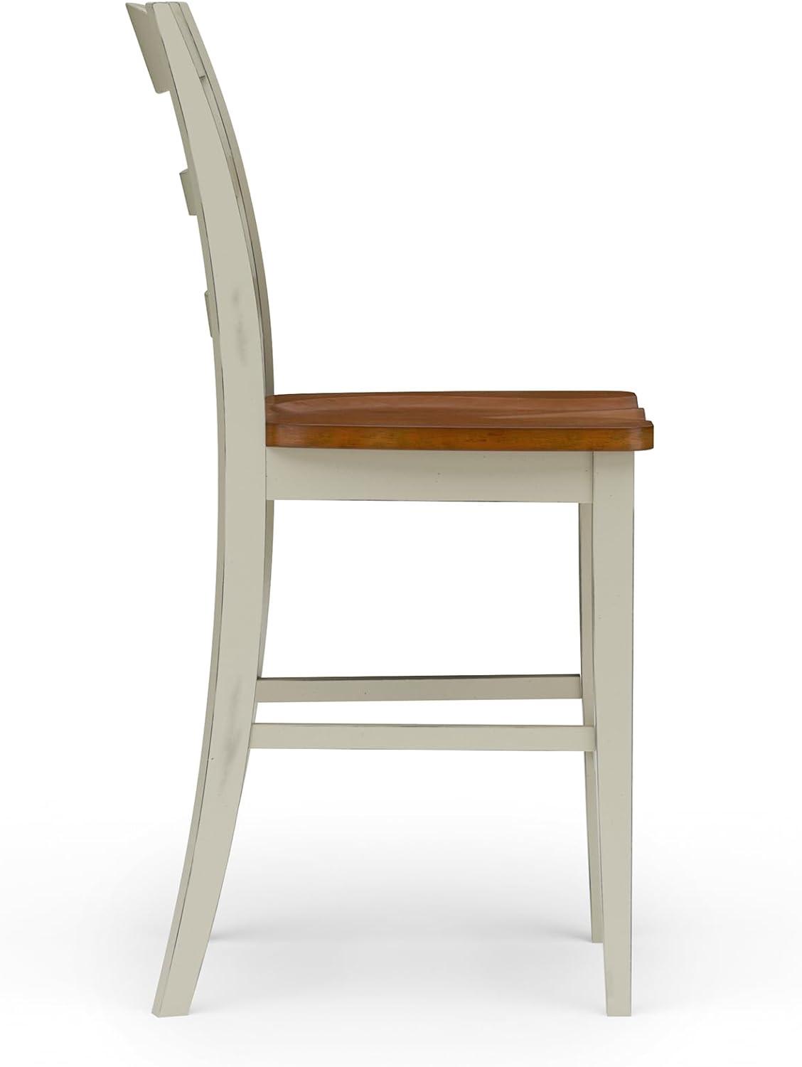 Monarch Counter Height Barstool Off White - Homestyles: Hardwood Island Chairs, Kitchen Stool with Back