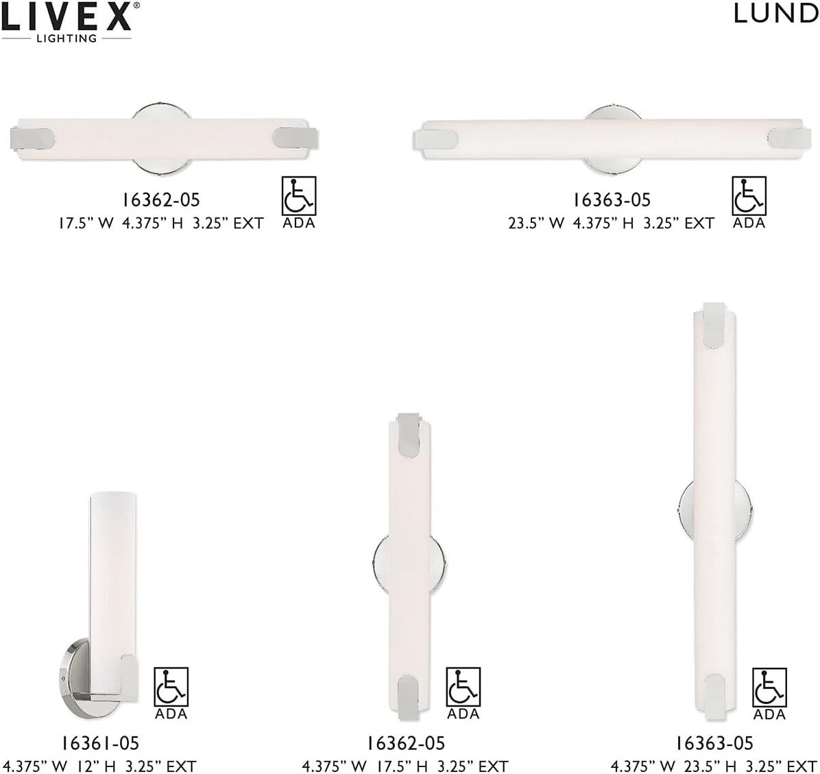 Livex Lighting 16361 Lund 1 Light 12" Tall Integrated Led Bathroom Sconce - Chrome