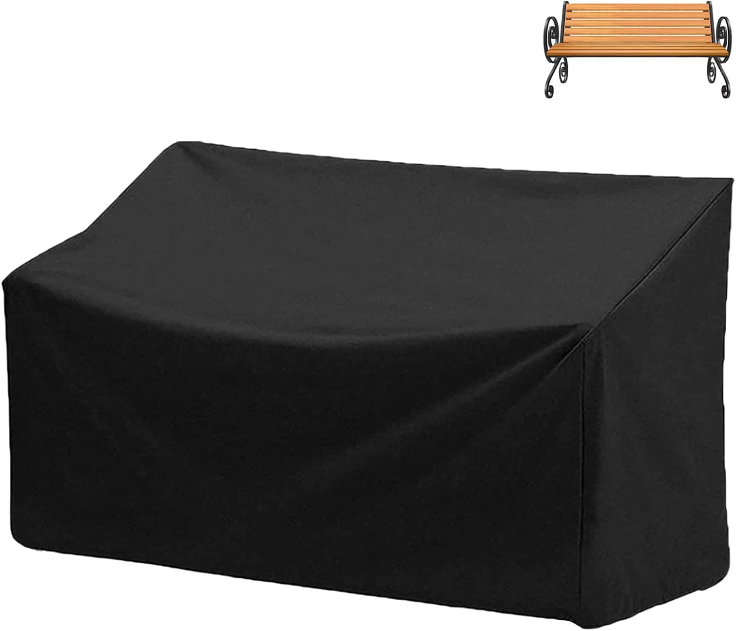 Outdoor Bench Cover, 210D Heavy Duty 2-Seater Patio Bench Furniture Covers with Air Vents, All Weather Resistant Bench Cover for Patio Furniture, 53L x 26W x 35H inches