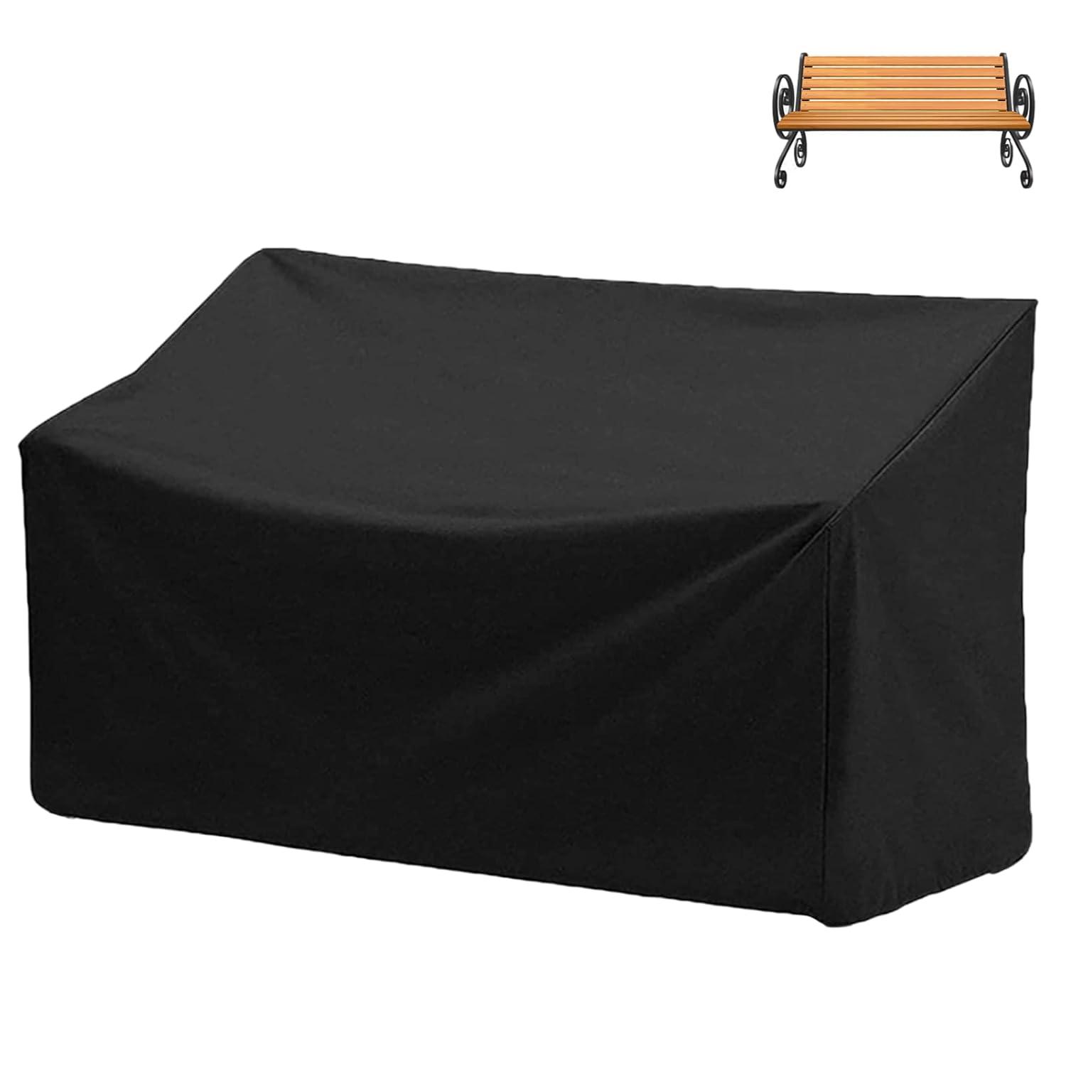 Outdoor Bench Cover, 210D Heavy Duty 2-Seater Patio Bench Furniture Covers with Air Vents, All Weather Resistant Bench Cover for Patio Furniture, 53L x 26W x 35H inches