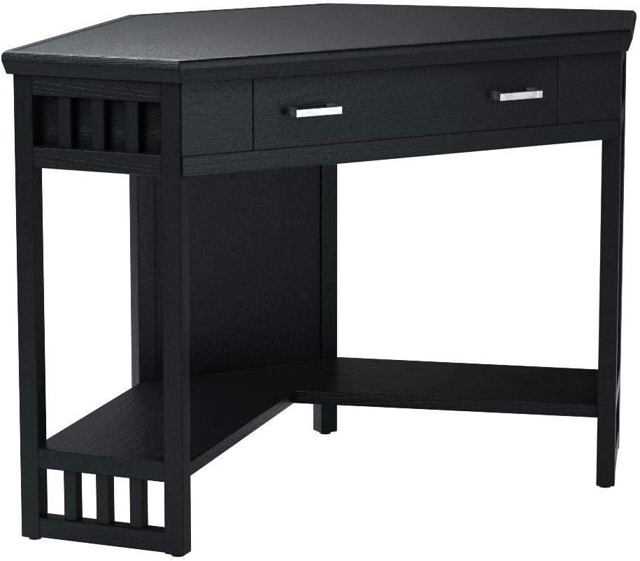 Leick Furniture Corner Computer Wood Desk in Black