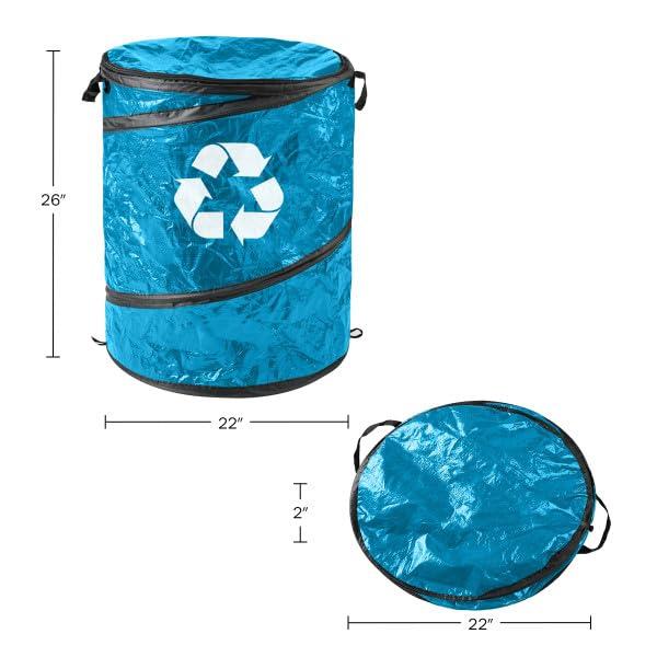 wakeman Wakeman Collapsible Pop Up Trash Can with Zippered Lid - Recycle Bin for Camping or Parties