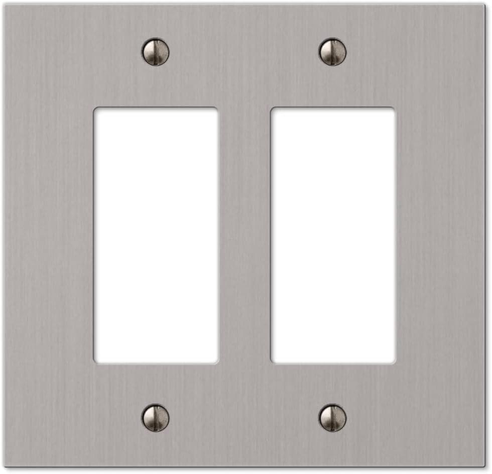 Amerelle 55RRBN Elan Wallplate, 2 Rocker, Cast Metal, Brushed Nickel, 1-Pack