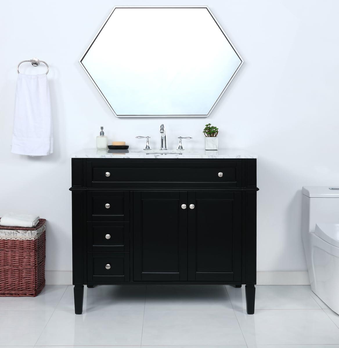 Rivers 40" Free-Standing Single Bathroom Vanity Set with Marble Vanity Top