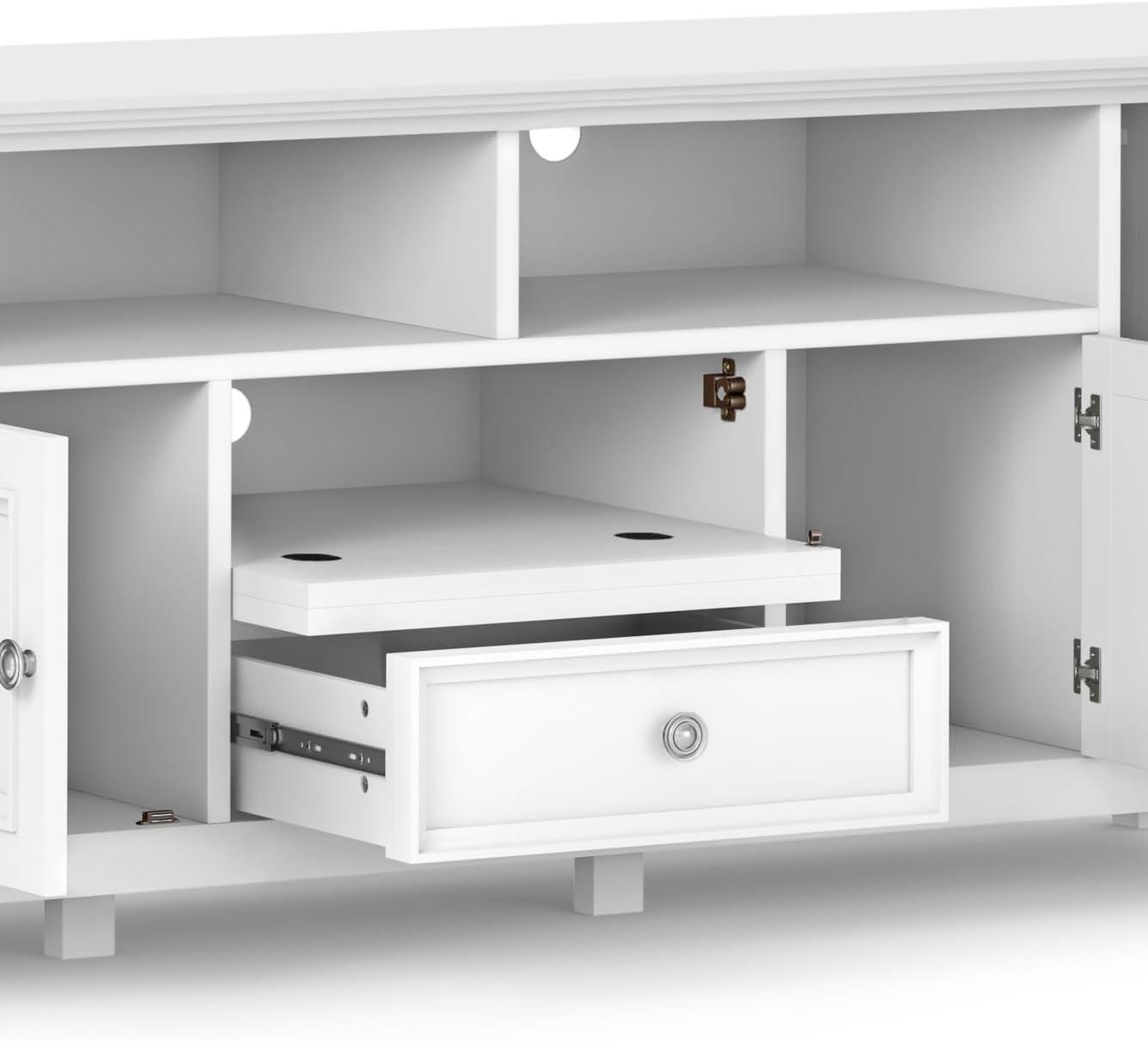 Simpli Home Amherst 72"W Solid Wood TV Stand for TVs up to 80" with Adjustable Shelves