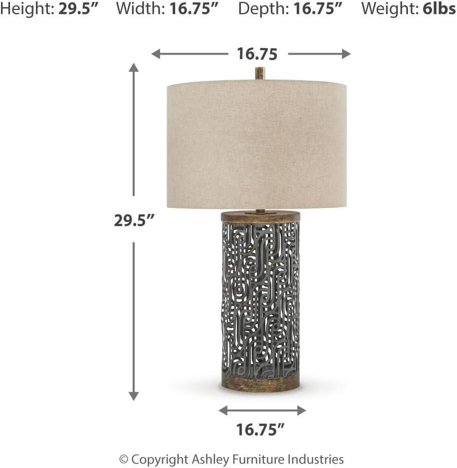 Signature Design by Ashley Contemporary Dayo Table Lamp  Gray/Gold Finish