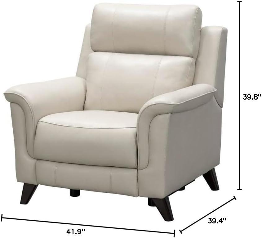 Laurel Cream Leather Wood Contemporary Recliner Chair