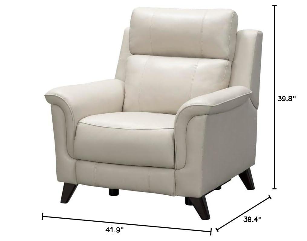 Laurel Cream Leather Wood Contemporary Recliner Chair