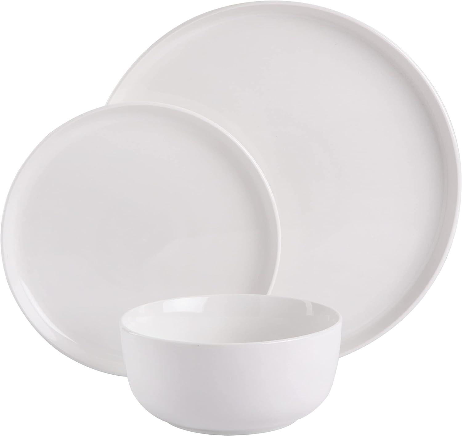 Oslo White Porcelain 12-Piece Dinnerware Set, Service for 4