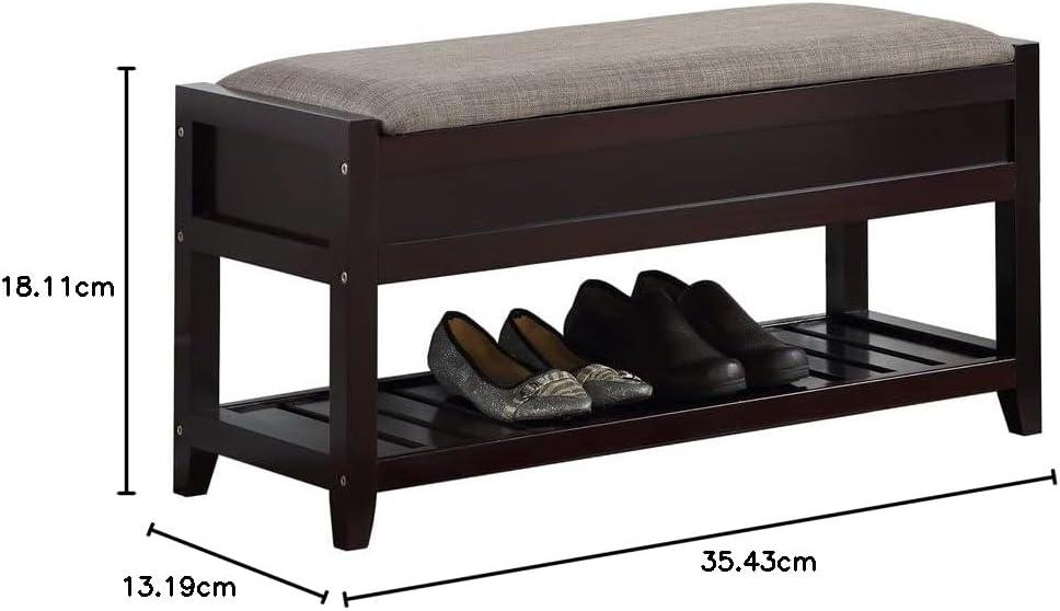 Roundhill Furniture Rouen Seating Bench with Shoe Storage, Espresso