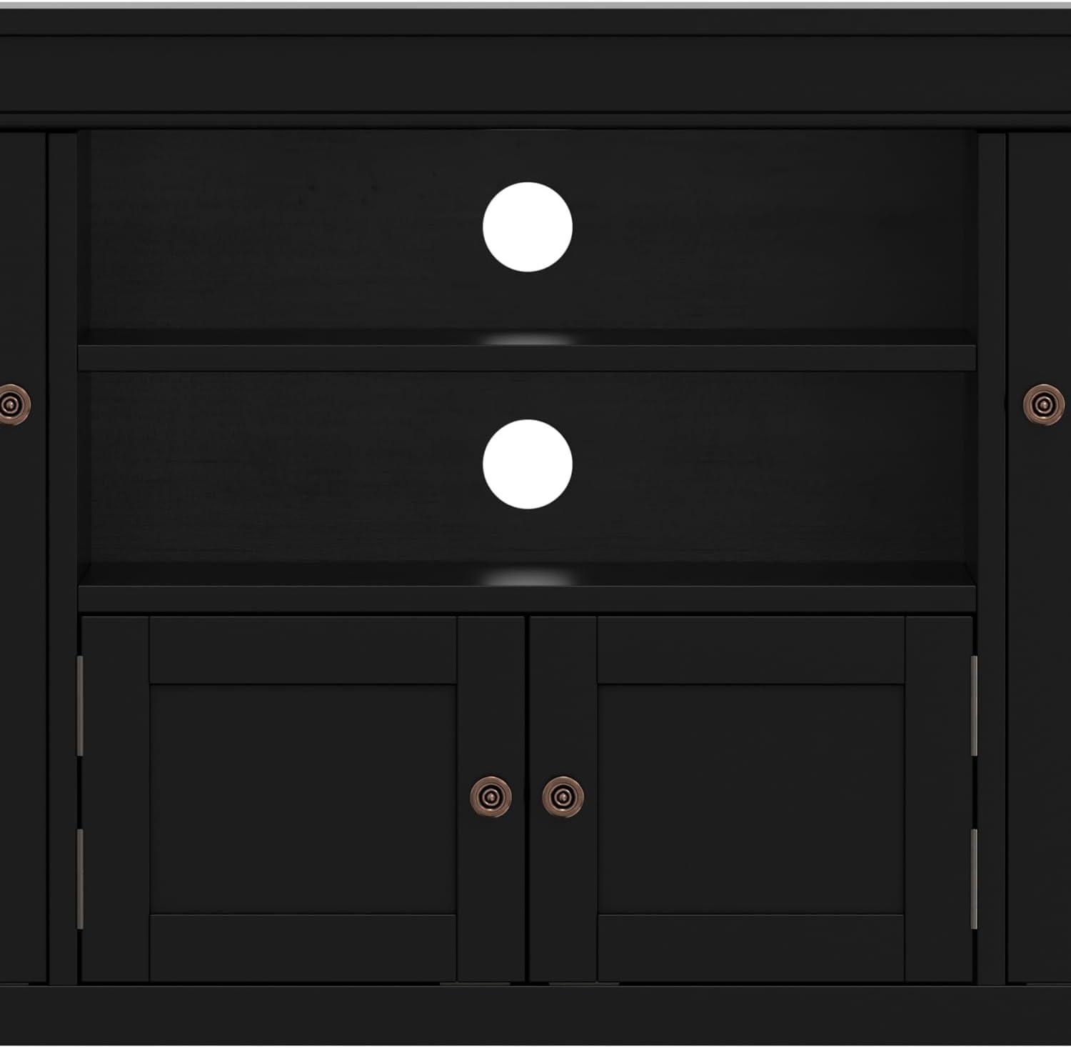 Simpli Home Carlton 54"W Solid Wood TV Stand for TVs up to 60" with 4 Cabinets