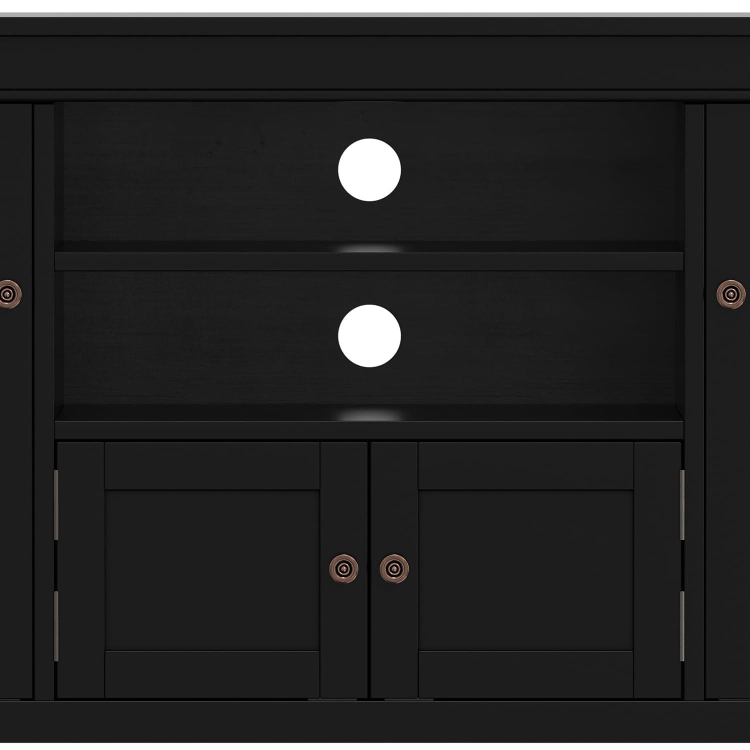 Simpli Home Carlton 54"W Solid Wood TV Stand for TVs up to 60" with 4 Cabinets