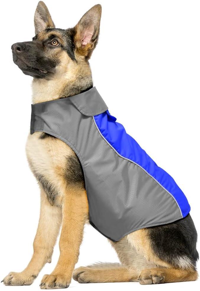 Vizpet Dog Raincoat Waterproof Coats,Dog Jacket High Visibility Warm Vest Dog Clothes for Small Medium Large Dogs(Blue-L)