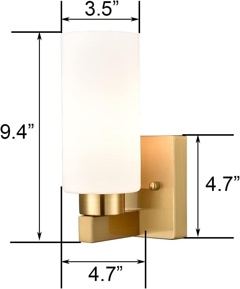 Claxy Gold Wall Sconces with Cylinder Milk Glass Shade Set of 2