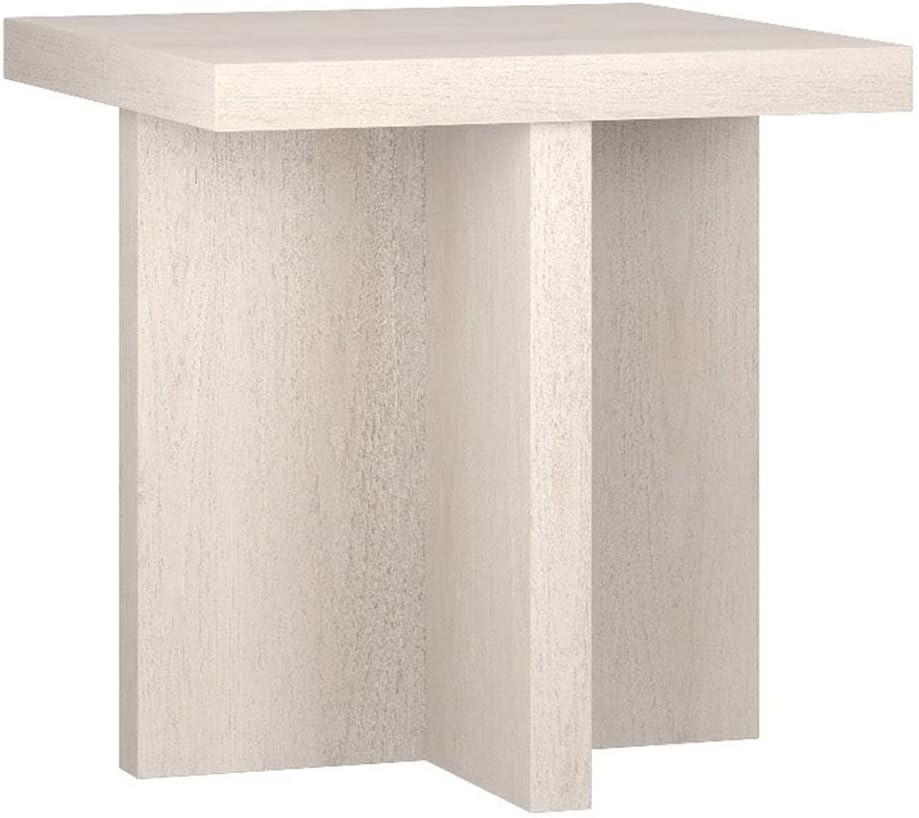 Evelyn&Zoe Elna 22" Wide Square Side Table, Alder White