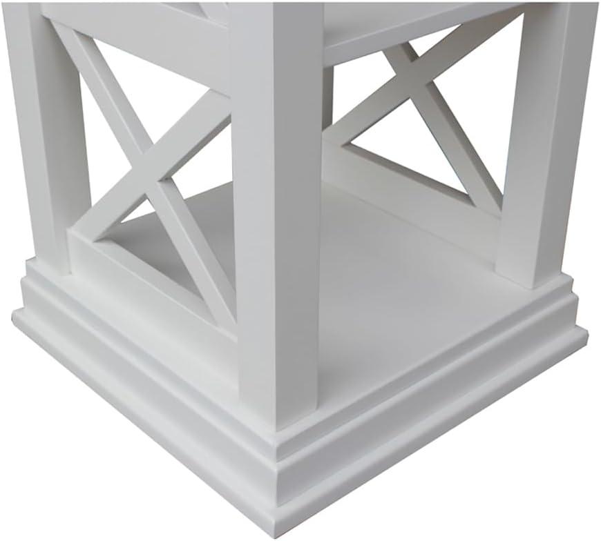 Hampton Square White Solid Hardwood Accent Table