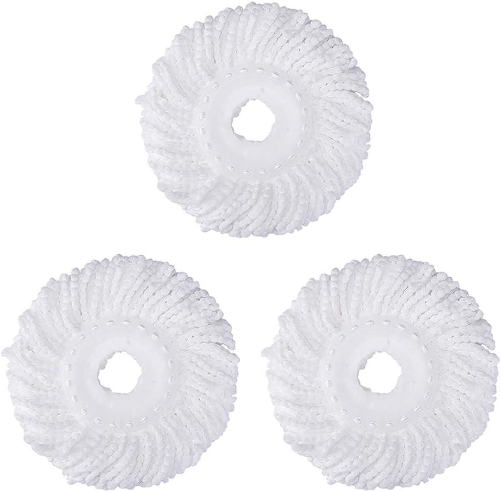 3 Pack White Microfiber Spin Mop Replacement Heads