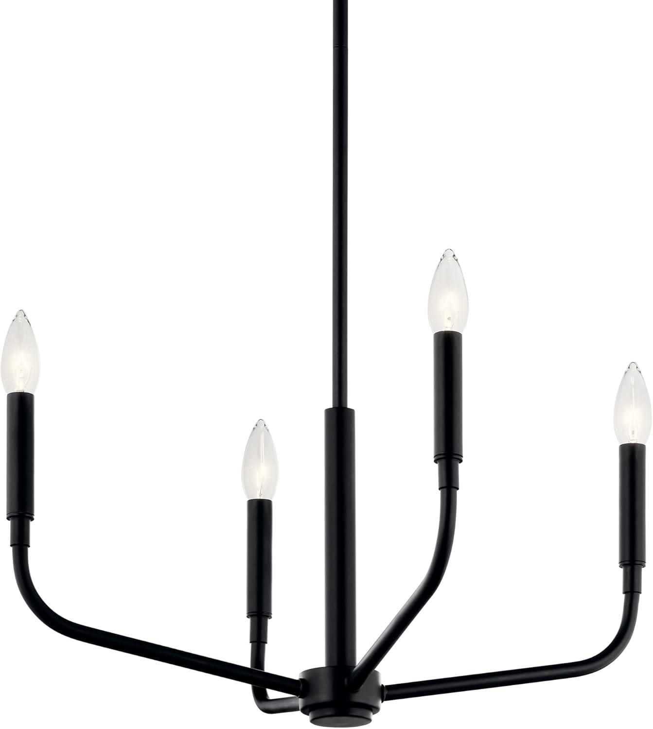 Black Mini 4-Light Candle Chandelier with Incandescent Bulbs