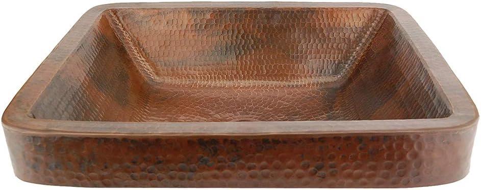 19" Rectangle Skirted Vessel Hammered Copper Sink