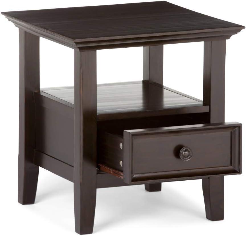 Amherst Hickory Brown Solid Wood 19" Square Transitional End Table with Storage