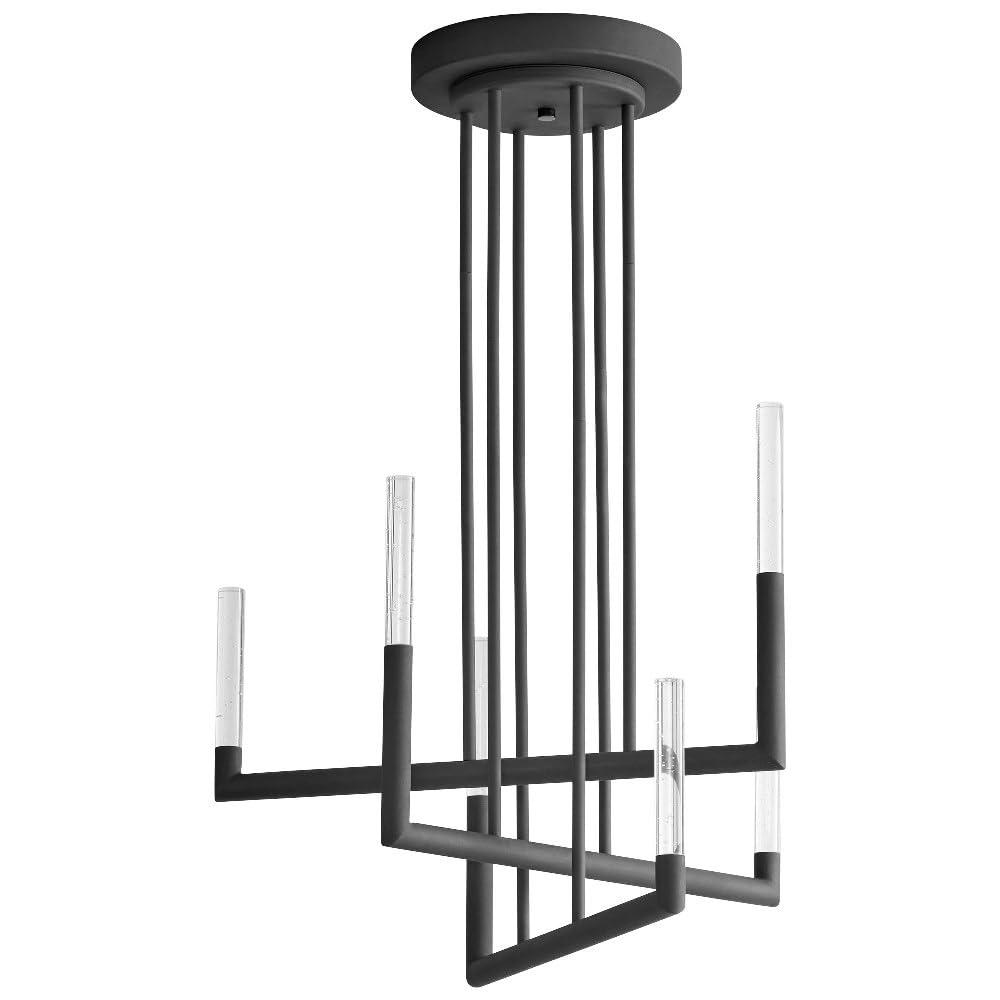 33 Inch 192W 6 Led Chandelier-Satin Nickel/White Oak Finish Oxygen Lighting 3-24-5224
