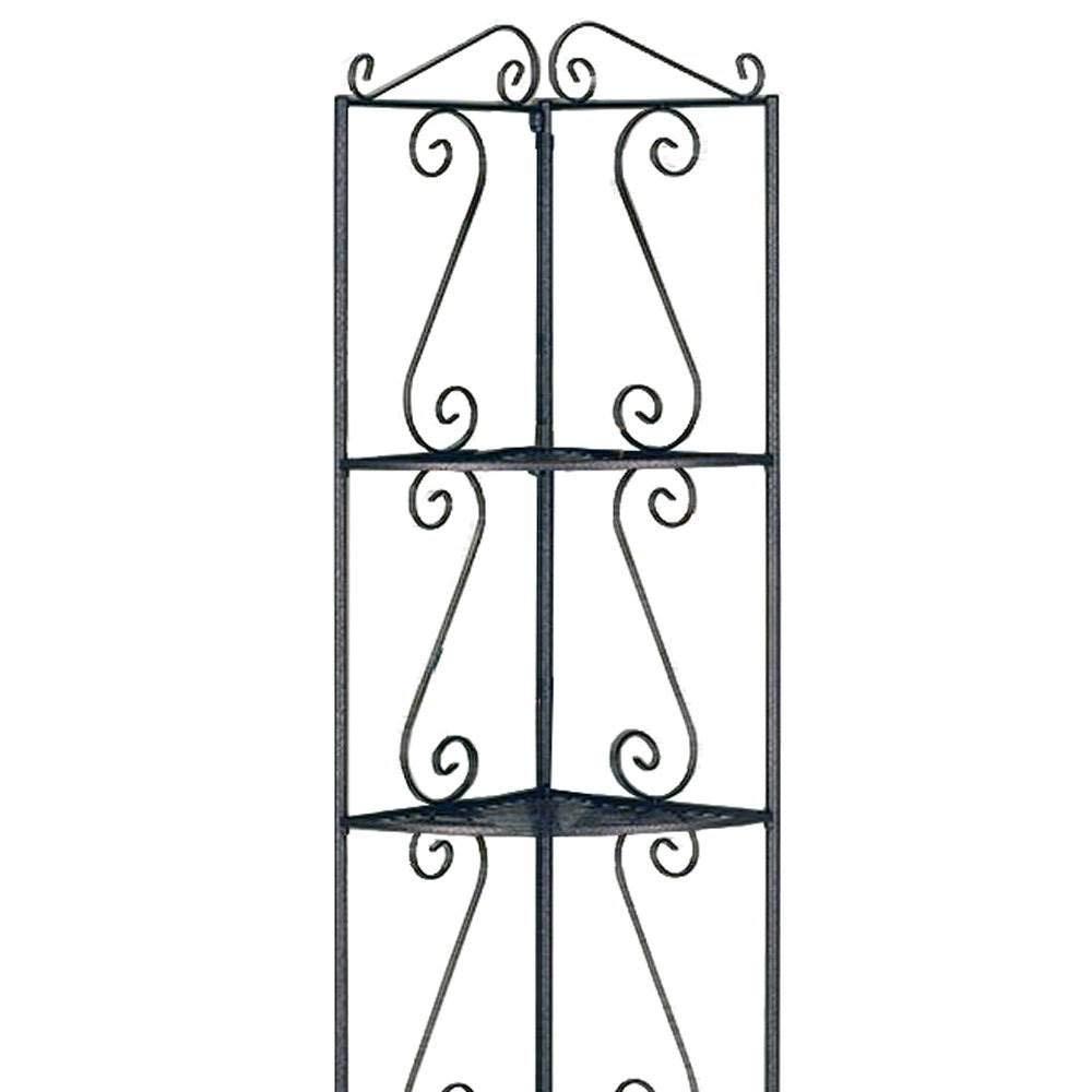 Monarch Specialties Bookshelf, Bookcase, Etagere, Corner, 4 Tier, 70"H, Office, Bedroom, Brown Metal