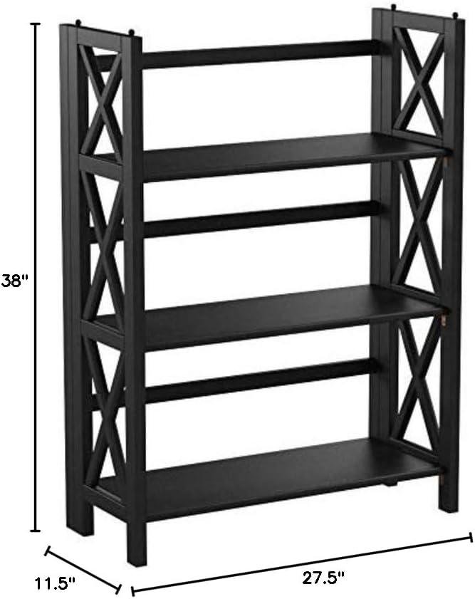 Casual Home - 38 in. Black Wood 3-shelf Etagere Bookcase with Open Back