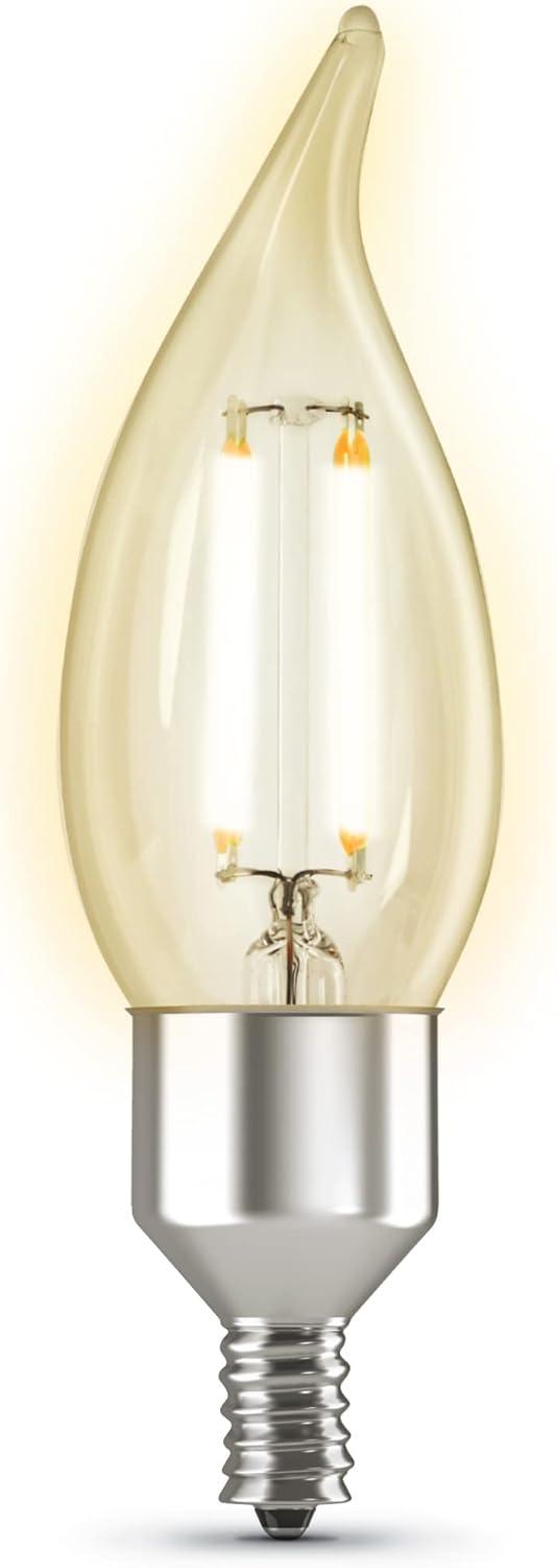 Feit Electric CFC40/927CA/FIL/AG 40 Watt Equivalent WiFi Dimmable, No Hub Required, Alexa or Google Assistant, Flame Tip Filament Chandelier LED Smart Light Bulb, 4.3" H x 1.4" D, 2700K Soft White