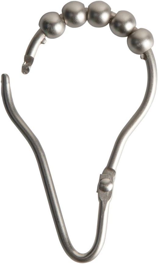 Brushed Nickel V-Hinged Roller Glide Shower Curtain Hooks