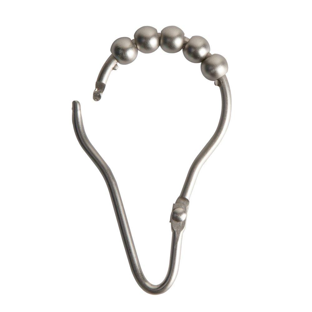 Brushed Nickel V-Hinged Roller Glide Shower Curtain Hooks