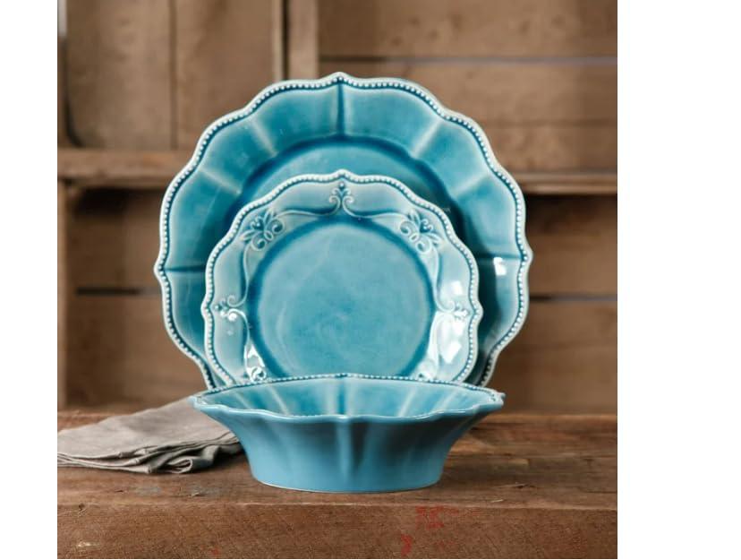 The Pioneer Woman Paige 12-Piece Dinnerware Set, Denim