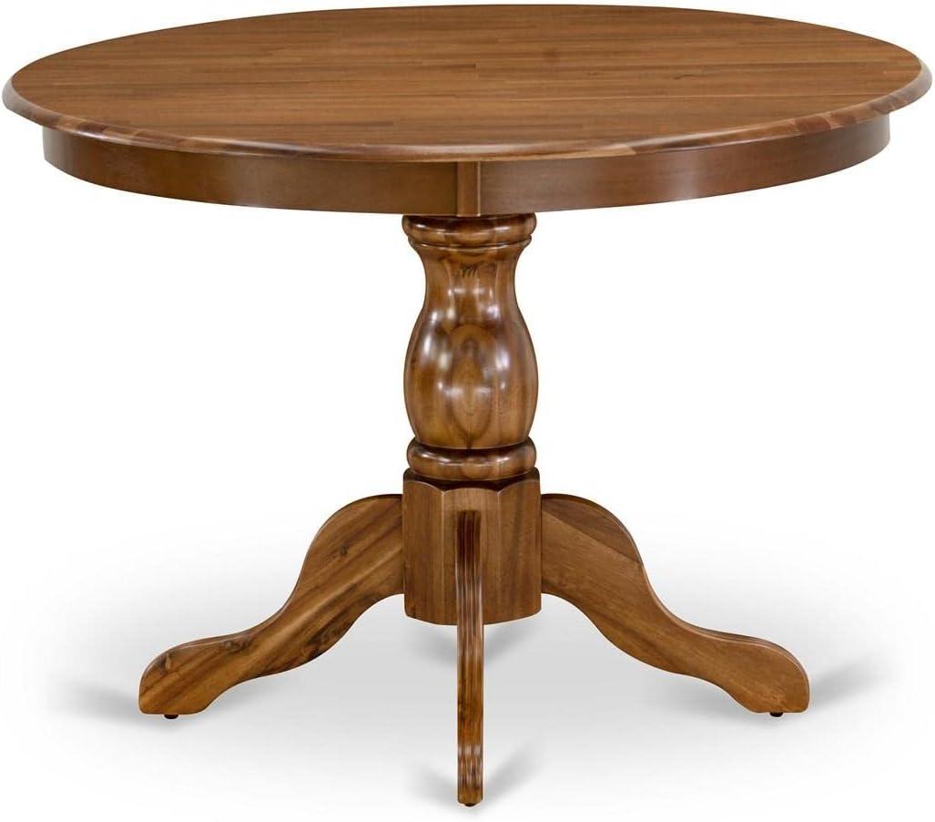 Mid-Century Modern Round Walnut Wood Dining Table, 42"